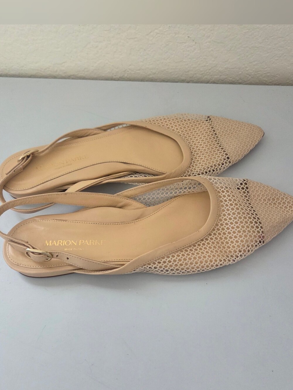 Marion Parke  Mesh Pointed- toe Slingback Flats